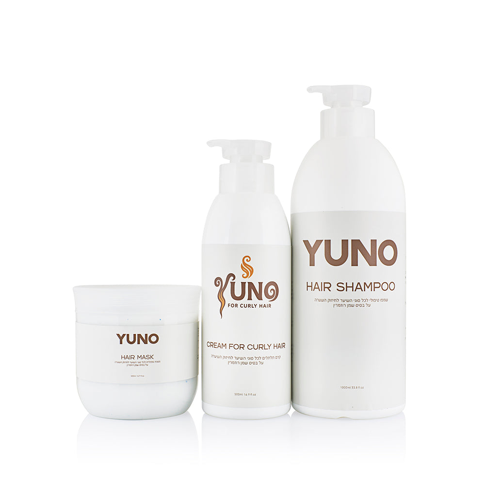 ערכת תלתלים YUNO שמפו מסכה וקרם תלתלים