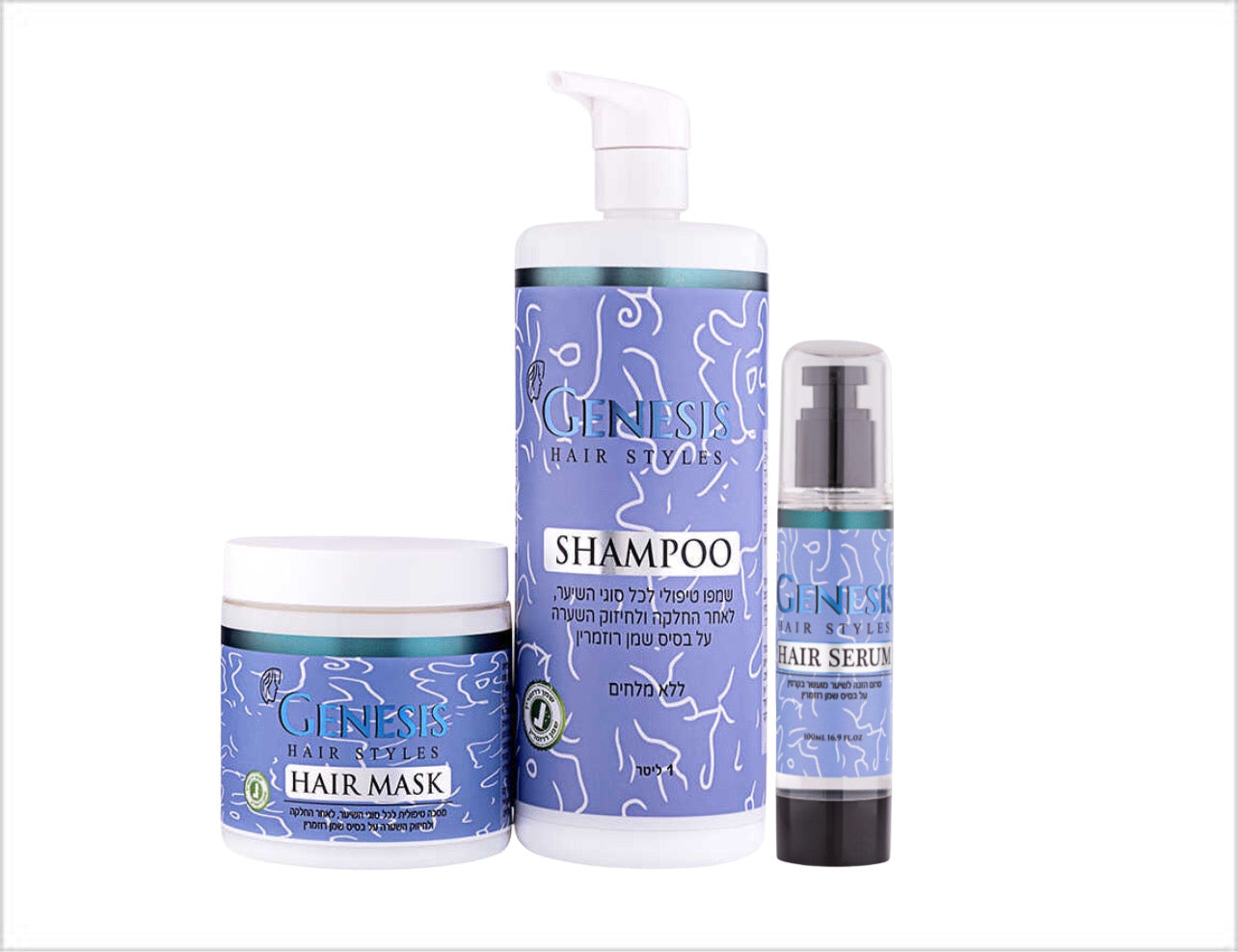 סט שמפו מסכה וסרום לחיזוק השערה ג'נסיס